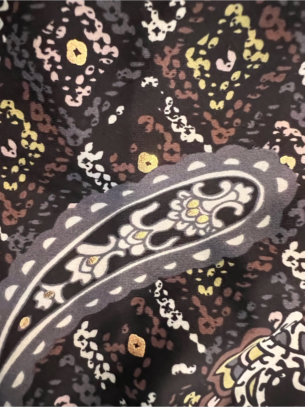 Athleta 3 pc bikini/tankini set 36D/M in brown blue paisley w gold beads - Picture 9 of 9